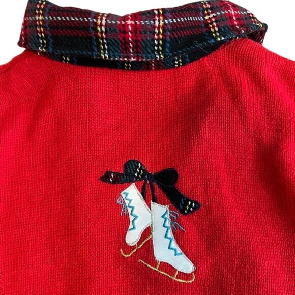 Vtg Designers Originals Christmas Sweater Womens Red Full Zip Cardigan Size XL - Picture 10 of 10